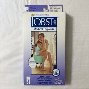 NWT Jobst Knee-High Compression Socks - Natural (Tan) - size Large Full Calf